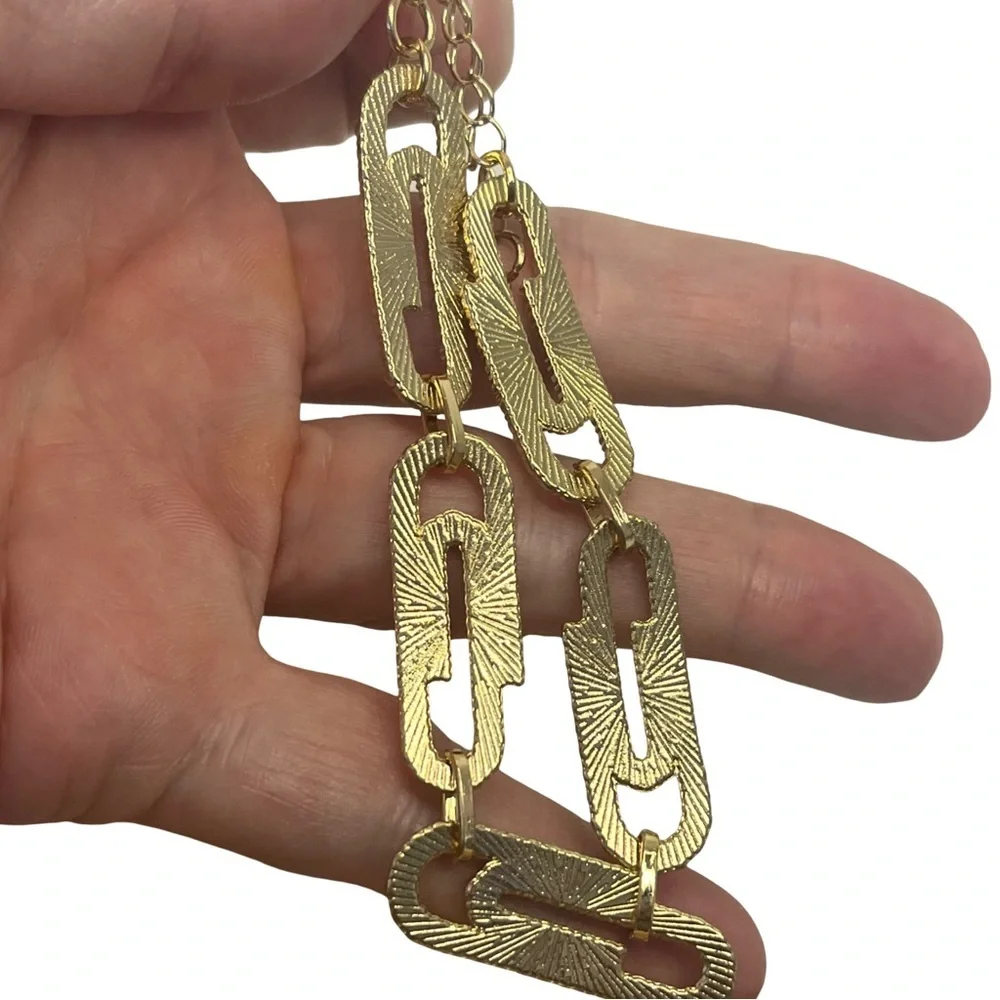 Gold Paperclip Crystal Accent Bracelet